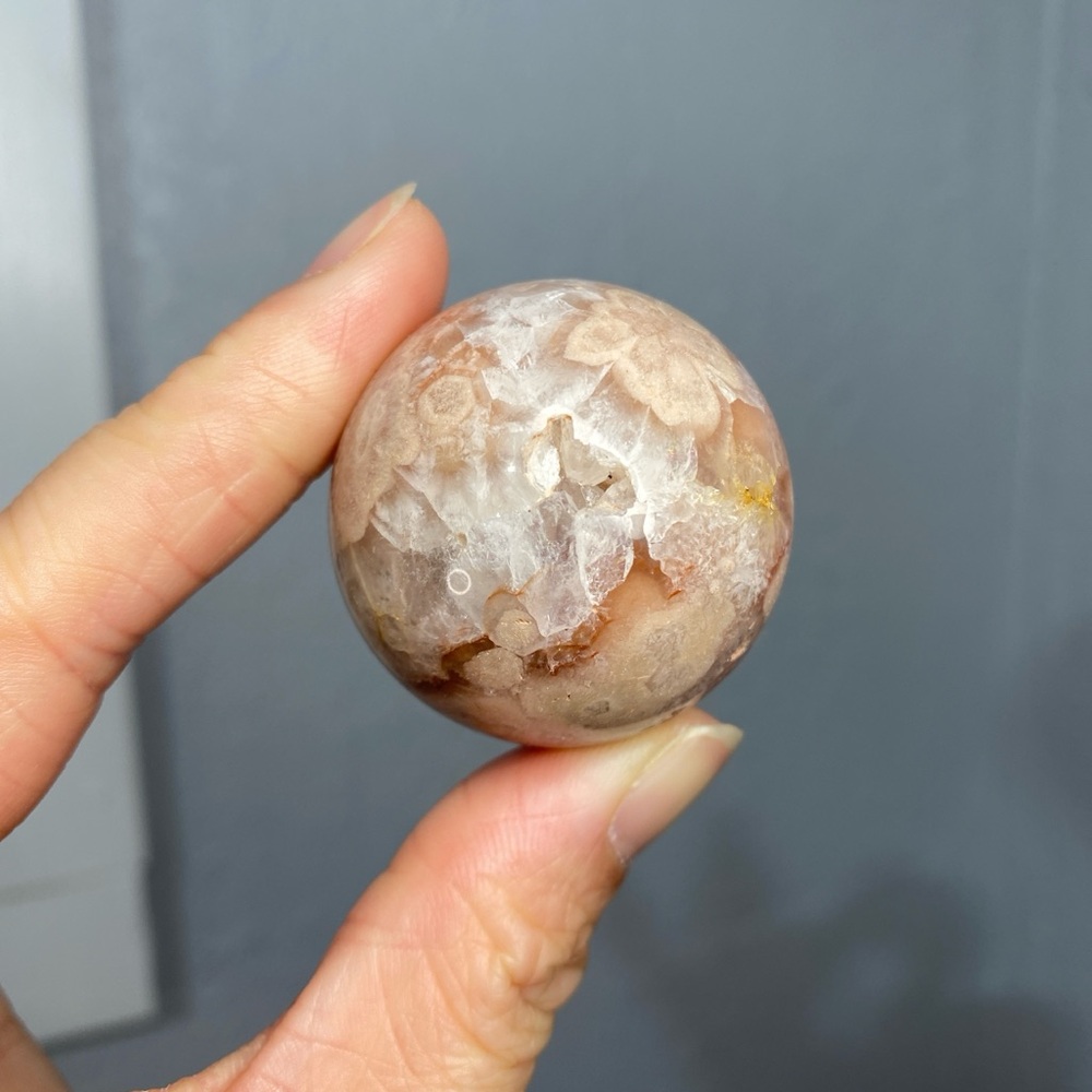 FLOWER AGATE QUARTZ DRUZY CRYSTAL SPHERE